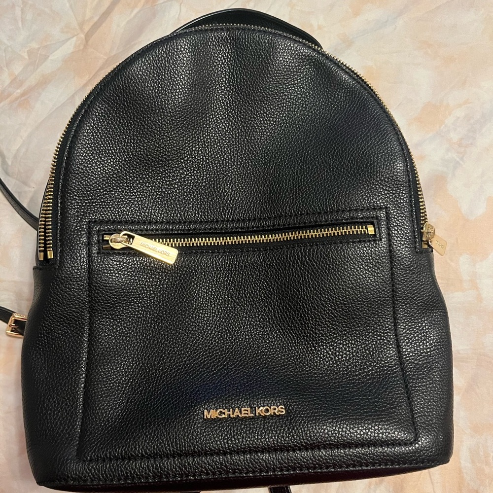 Michael Kors Black Backpack with Gold Hardware